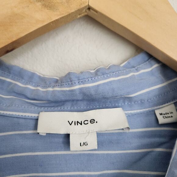 Vince Blue Striped Button-Down Shirt | Size L - Picture 5 of 10